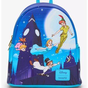 Loungefly Disney Peter Pan Mini Backpack Night Flight Scene Characters Bag New